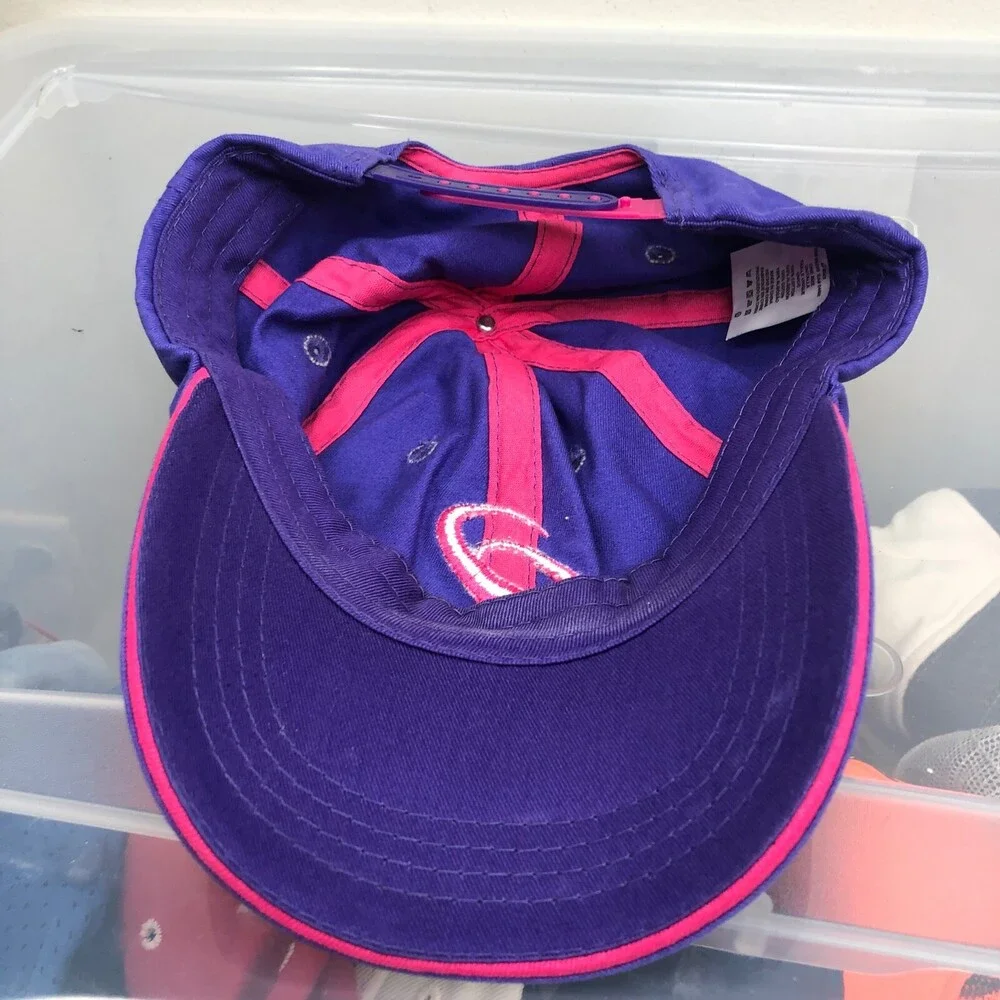 Basics Hat‎ Purple Adjustable Size Snapback Cap Pink Logo Womens Yoga Sports
